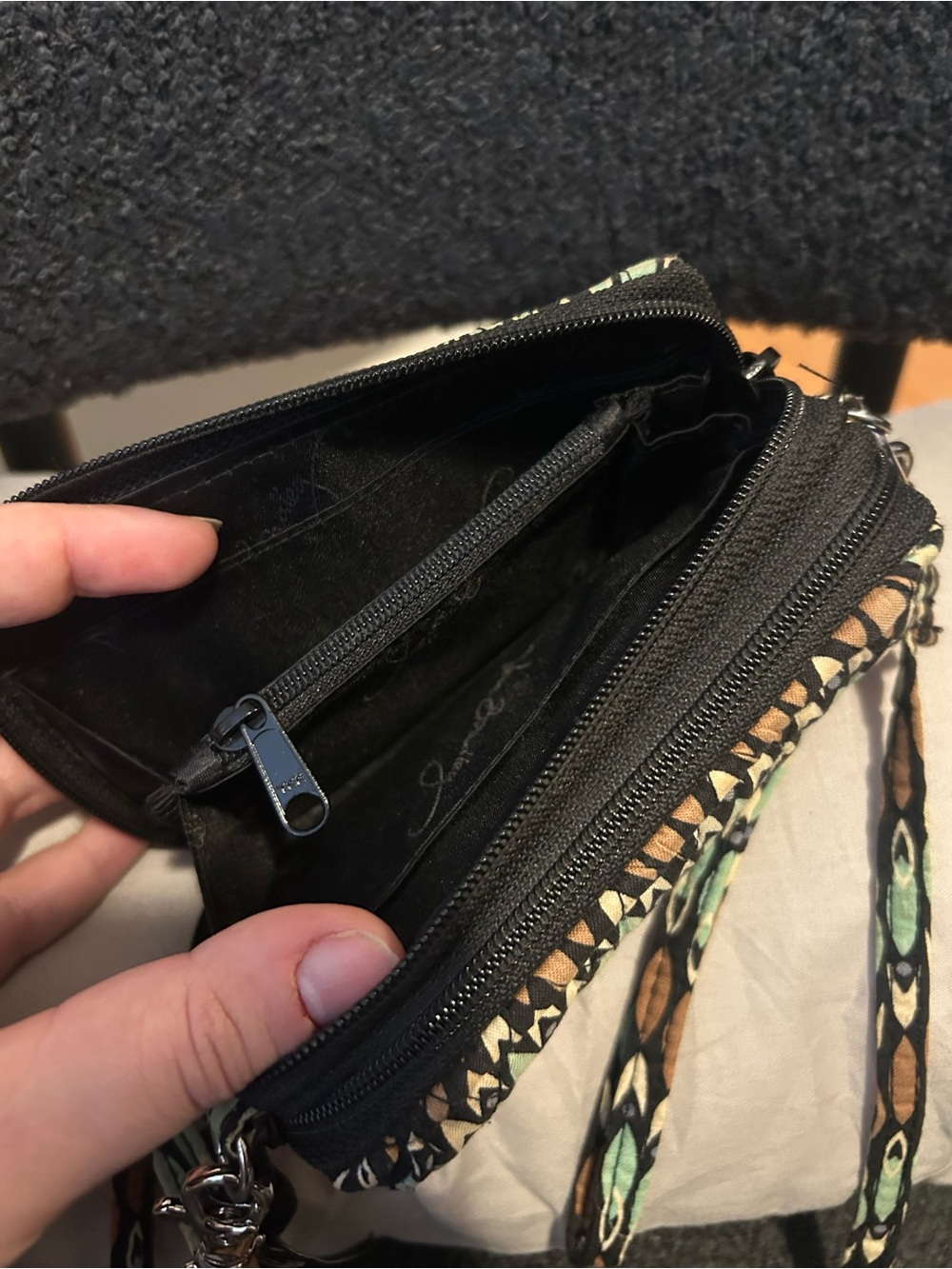 Vera Bradley Mint and Brown Quilted Crossbody Wallet Purse - Picture 5 of 7
